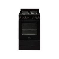 Euromaid 54cm Freestanding Electric Oven With Solid Cooktop in Black EFS54FCSEB