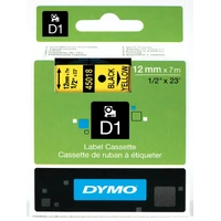 Dymo LabelManager D1 Tape 45018 12MM X 7M Black on Yellow S0720580
