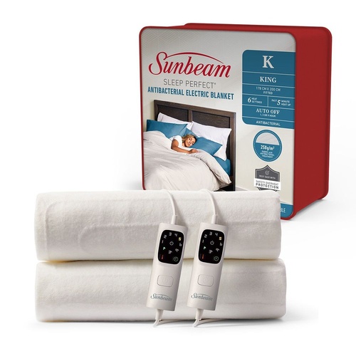 Sunbeam Sleep Perfect Antibacterial Electric Blanket - King BLA6371