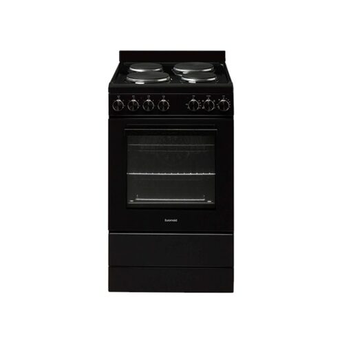Euromaid 54cm Freestanding Electric Oven With Solid Cooktop in Black EFS54FCSEB