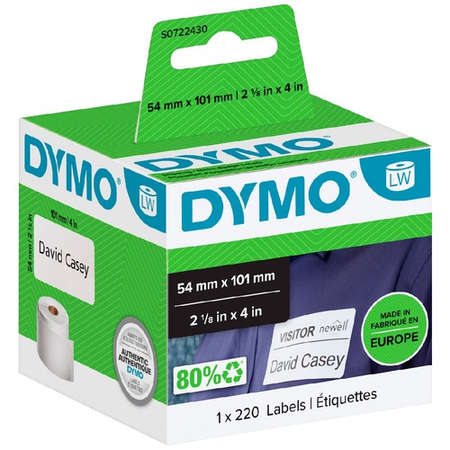 DYMO LabelWriter Shipping and Badge Labels 54 x 101mm 30323